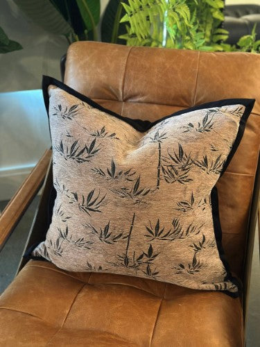 Snugg & Co. Cushion Cover - Bamboo Leaf Cushion Cover - Coffee Jacquard