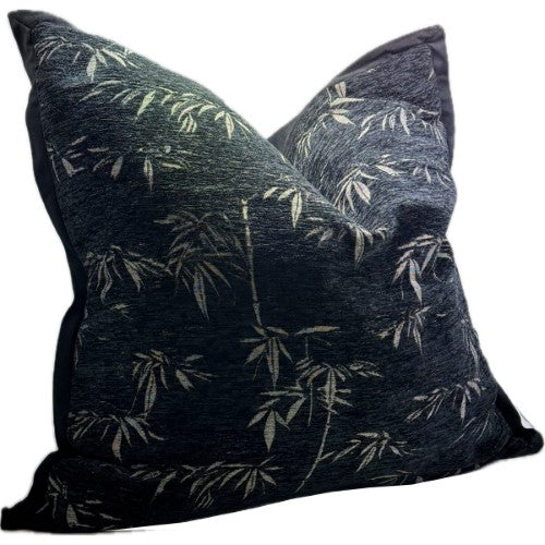Snugg & Co. Cushion Cover - Bamboo Leaf Cushion Cover - Black Jacquard