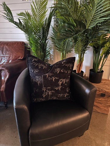 Snugg & Co. Cushion Cover - Bamboo Leaf Cushion Cover - Black Jacquard