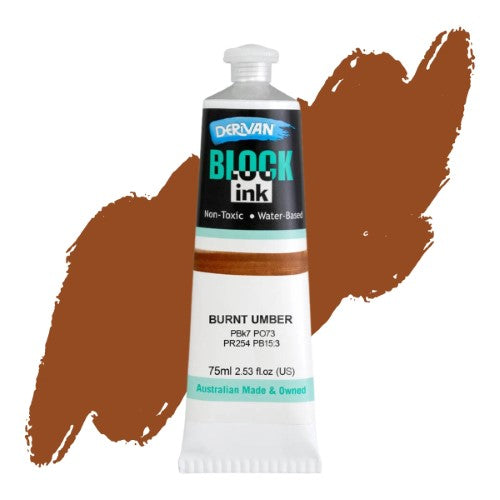 Derivan 75ml Block Inks BURNT UMBER