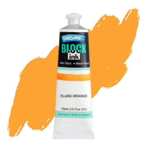 Derivan 75ml Block Inks FLURO ORANGE
