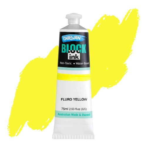 Derivan 75ml Block Inks FLURO YELLOW