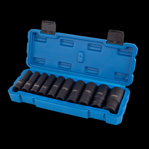 DRAPER 10pc Metric Deep Impact Socket Set (1/2" Sq. Dr)