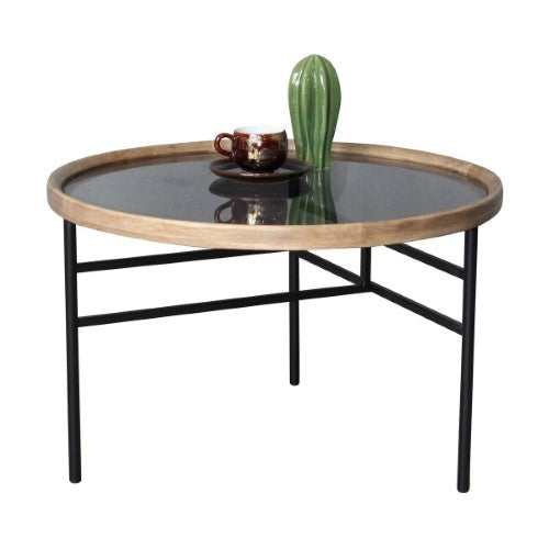 Wooden & Metal Coffee Table - Natural/Black - 60cm