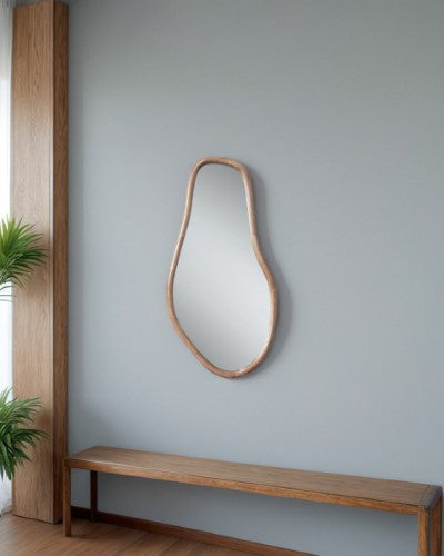 Wooden Squiggle Mirror - Natural - 450x900x30