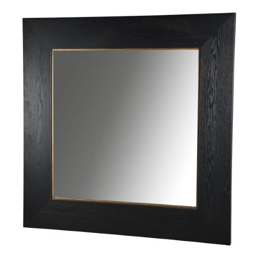Black Oak & Gold Square Mirror - Oak Veneer - 140cm