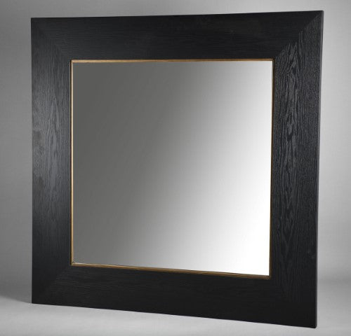 Black Oak & Gold Square Mirror - Oak Veneer - 140cm