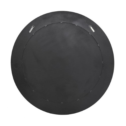 Black Oak & Gold Round Mirror - Oak Veneer - 152cm