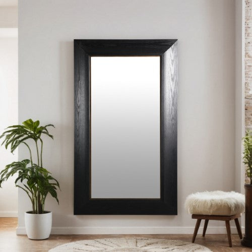 Black Oak Rectangle Wall Mirror - Oak Veneer - 180cm