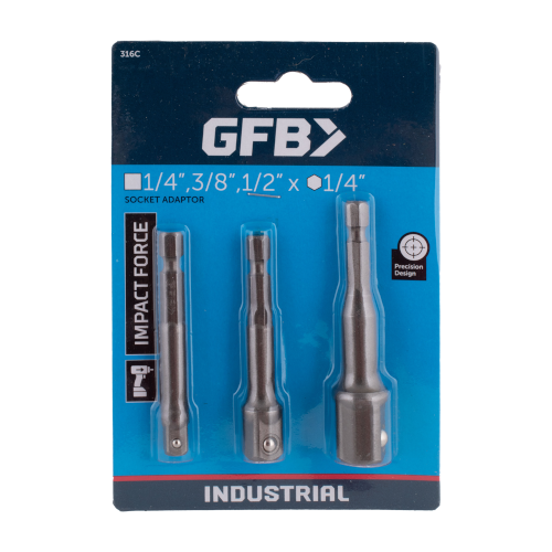 GFB 3pc Socket Adaptor Set (1/4”, 3/8”, 1/2”)