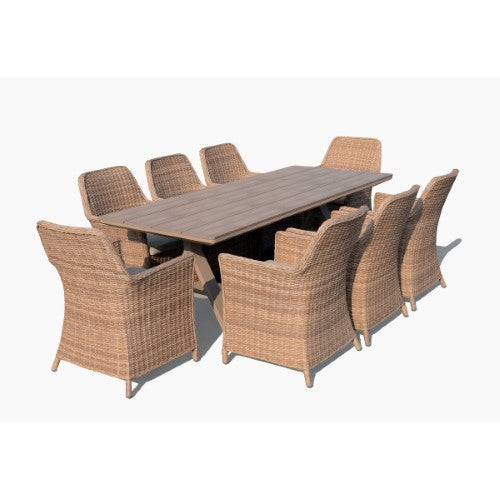 Raffles Bay Outdoor Poly Wood Table with Aluminium Base - Natural Light Oak