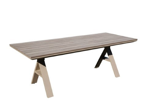 Raffles Bay Outdoor Poly Wood Table with Aluminium Base - Natural Light Oak