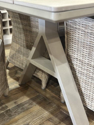 Raffles Bay Outdoor Poly Wood Table with Aluminium Base - Natural Light Oak