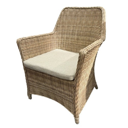 Raffles Bay Outdoor Wicker Chair with Outdoor Seat Cushion - Natural