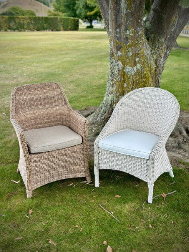 Raffles Bay Outdoor Wicker Chair with Outdoor Seat Cushion - Natural