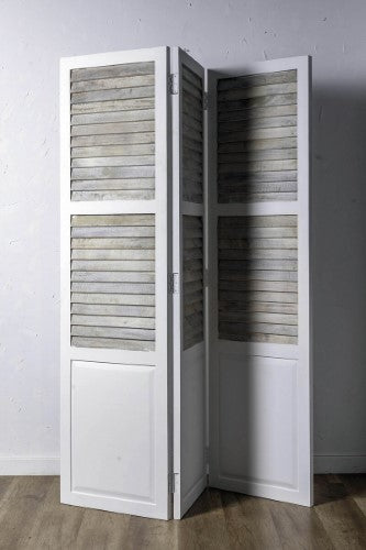 Antique White Bifold Screen - Mango