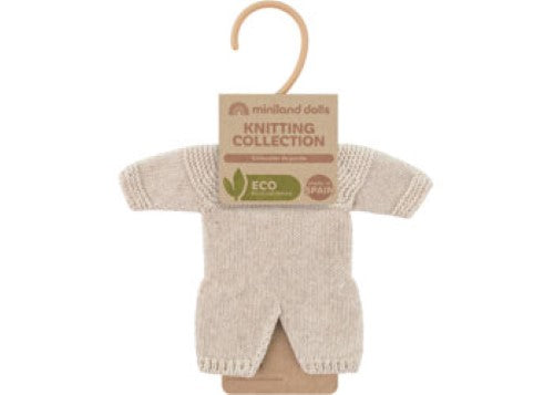 Miniland Knitted Doll Pyjamas 21cm - Linen