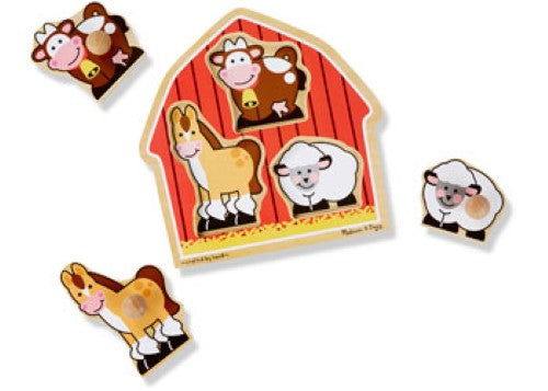 Melissa & Doug - Barn Animals Knob Puzzle - 3pc