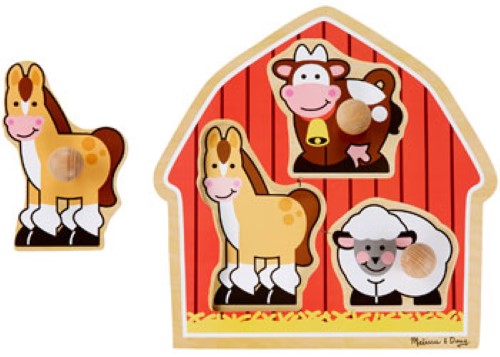 Melissa & Doug - Barn Animals Knob Puzzle - 3pc