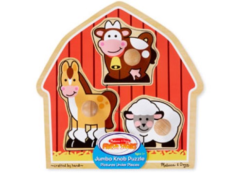 Melissa & Doug - Barn Animals Knob Puzzle - 3pc