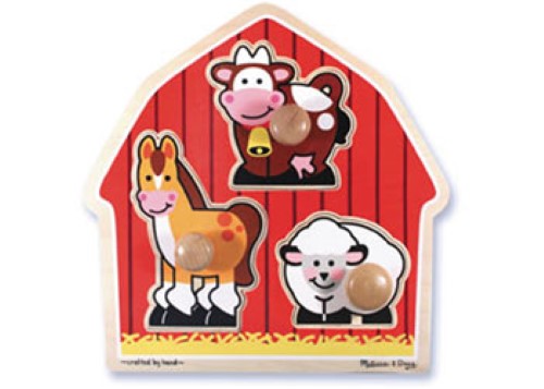 Melissa & Doug - Barn Animals Knob Puzzle - 3pc