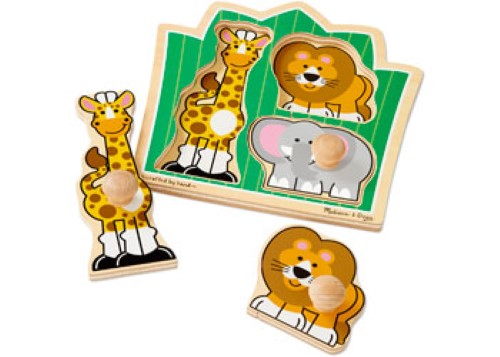 Melissa & Doug - Jungle Friends Knob Puzzle - 3pc