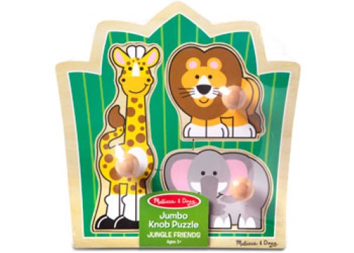Melissa & Doug - Jungle Friends Knob Puzzle - 3pc
