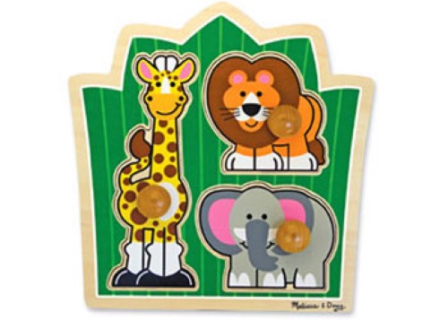 Melissa & Doug - Jungle Friends Knob Puzzle - 3pc