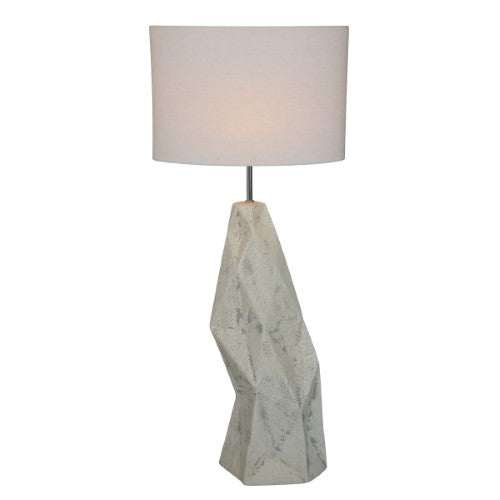 Stone Ceramic Floor Lamp withGrey Linen Shade