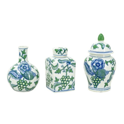 Decorative - Blue & Green Porcelain Set of 3