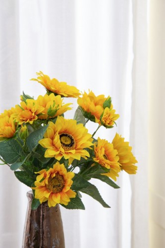 Decorative - Yellow Sunflower Stems 9 Heads
