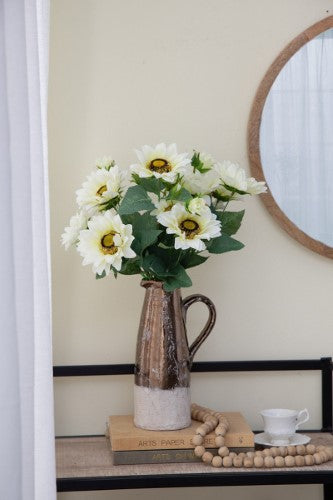 Decorative - White Sunflower Stems 9 Heads