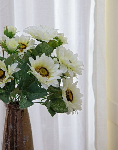 Decorative - White Sunflower Stems 9 Heads