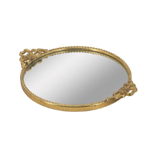Decorative - Round Gold Mirror Tray