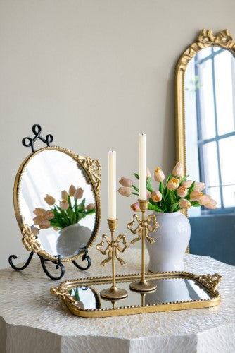Decorative - Round Gold Mirror Tray