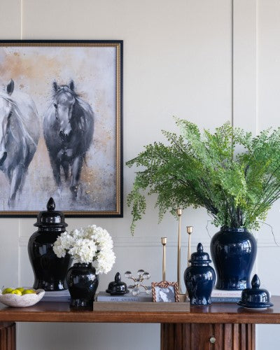 Decorative - Black Ginger Jar - 48cm