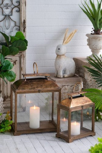 Decorative - Antique Gold Lanterns Set of 2 - 57cm