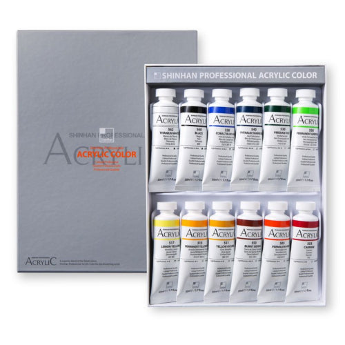 ShinHan Professional 50ml Acrylic Paints Set Of 12 Set ASET A