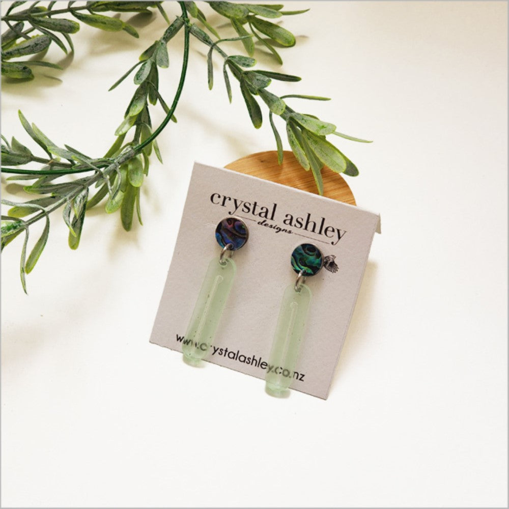 Earrings Set - Long Acrylic + Paua