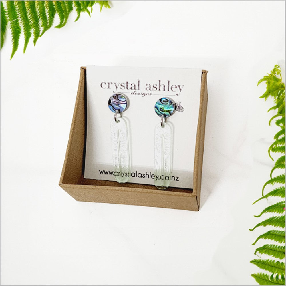Earrings Set - Long Acrylic + Paua