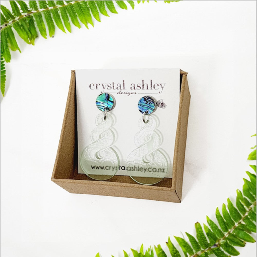 Earrings Set - Pikorua Acrylic + Paua