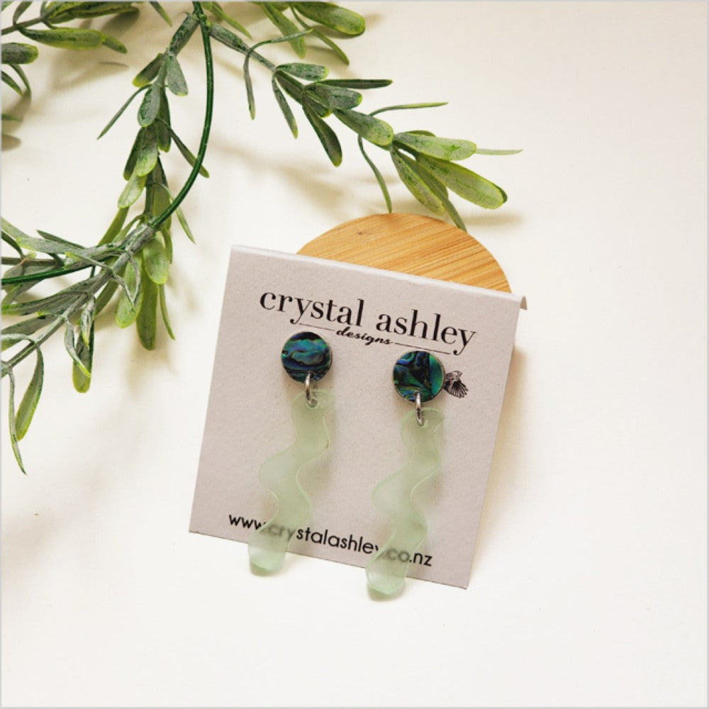 Earrings Set - Squiggle Acrylic + Paua