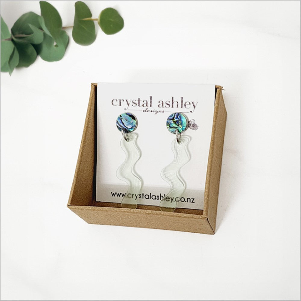 Earrings Set - Squiggle Acrylic + Paua