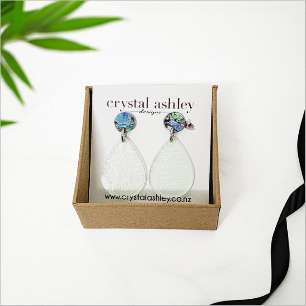 Earrings Set - Teardrop Acrylic + Paua