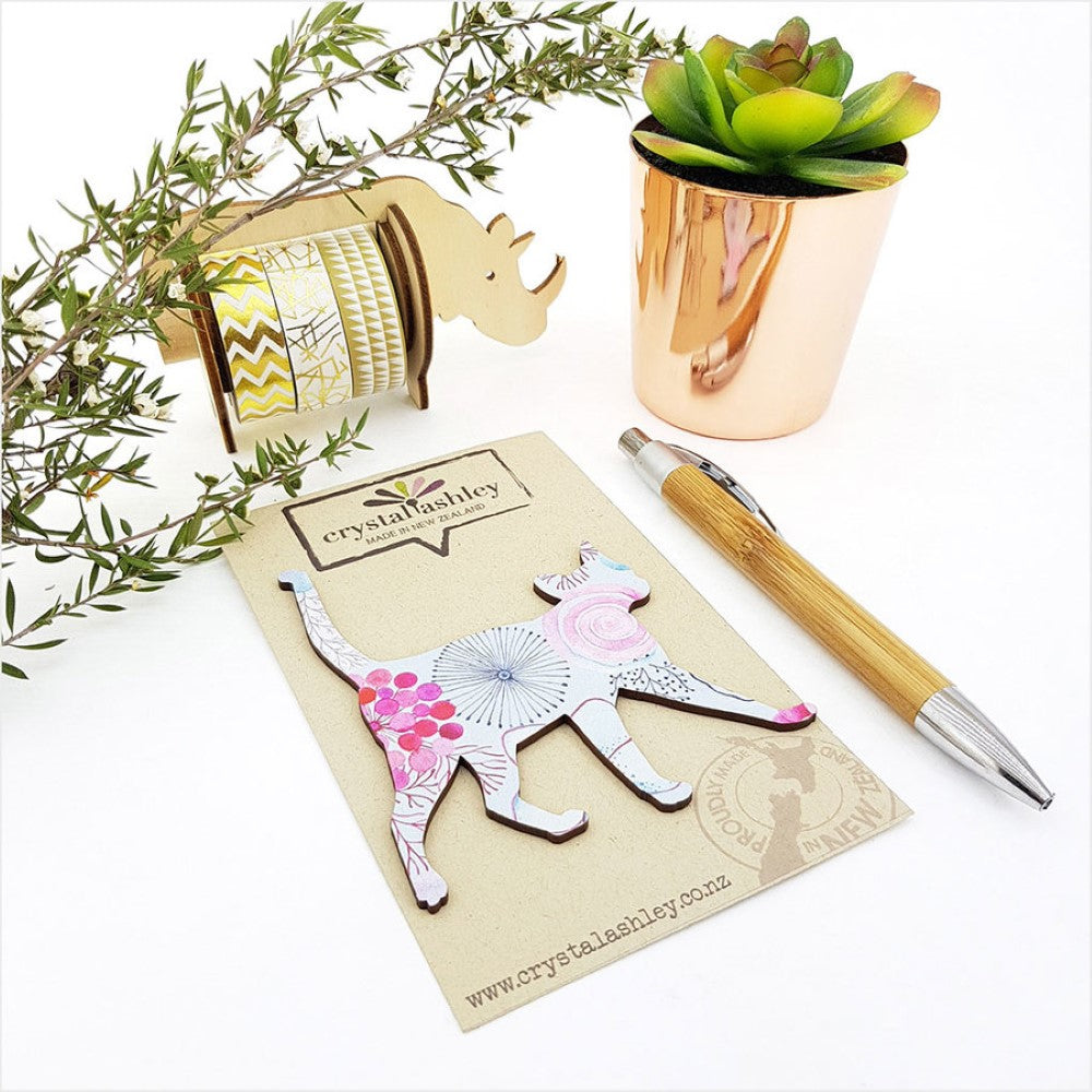 Wall Art - Mini Cat 2 (Blue Floral)