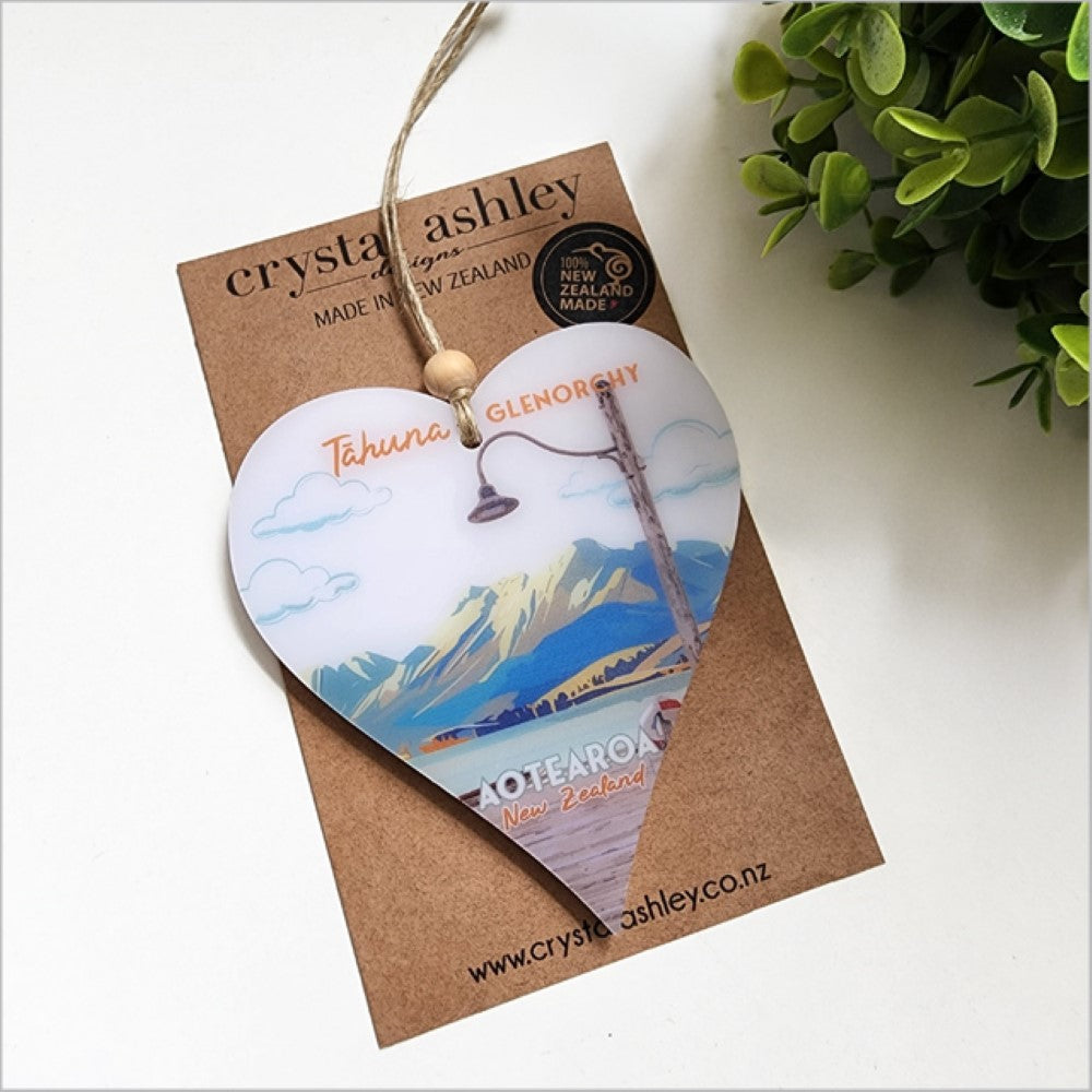 Hanging Ornament - Printed Heart 24 (Glenorchy 1)