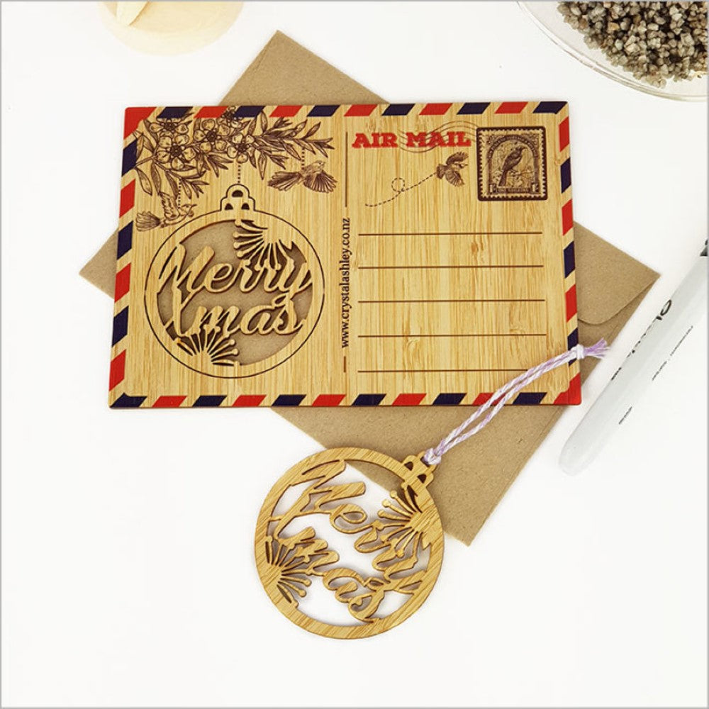 Bamboo Postcard - PHT Merry Xmas Bauble (15.6 x 11cm)