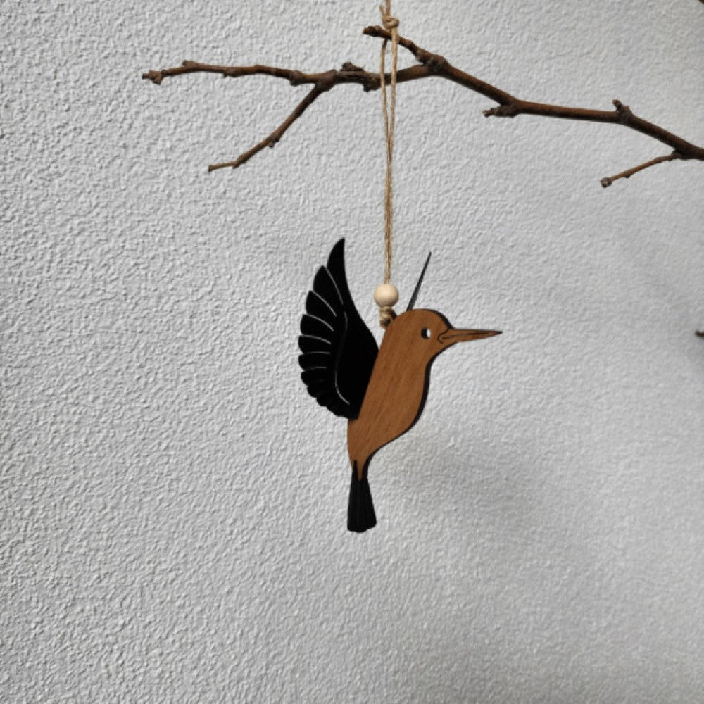 Hanging Ornament - Rimu Kingfisher (8 x 9.6cm)