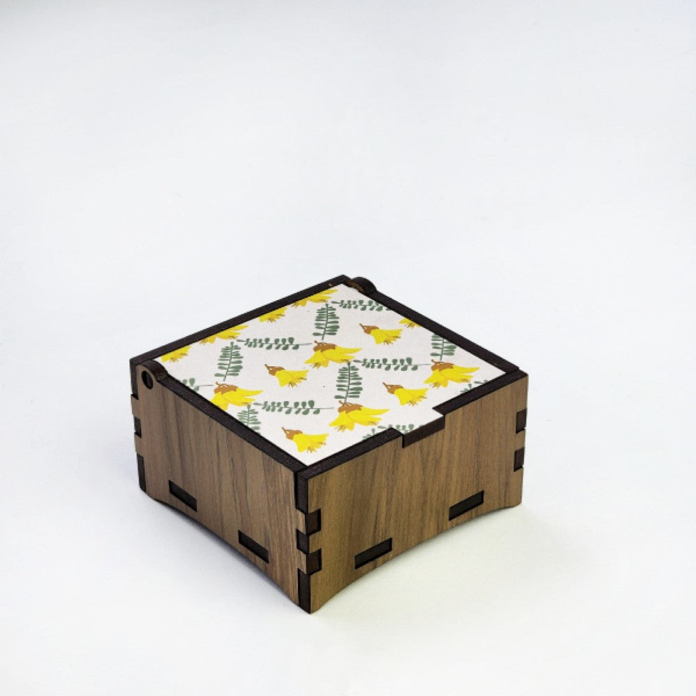 Square Trinket Box - River Rimu Kowhai Flower (8 x 8 x 4cm)