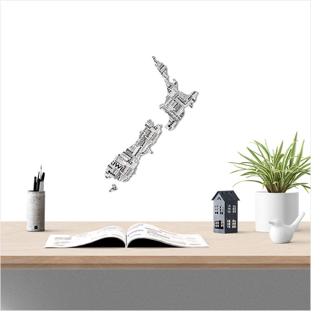 Wall Art - Small NZ News Paper Pattern NZ Map (39W x 55cmH)